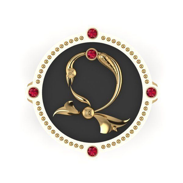 Bird-calligraphy ring Dj 3D print model_10