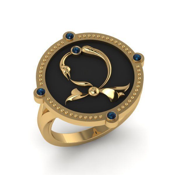 Bird-calligraphy ring Dj 3D print model_13