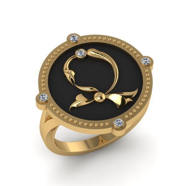 Bird-calligraphy ring Dj 3D print model_14