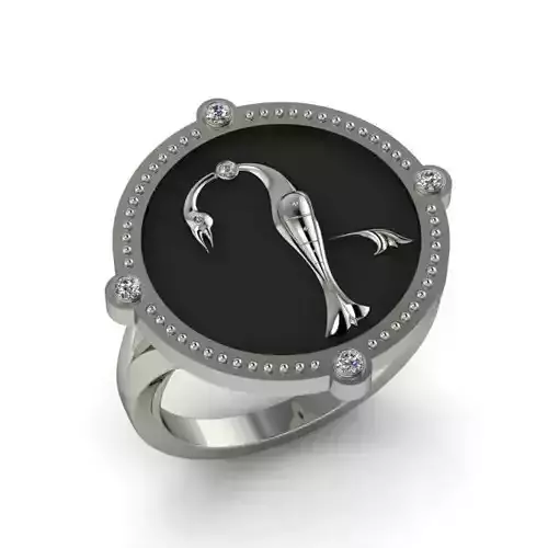 Bird-calligraphy ring D 3D print model