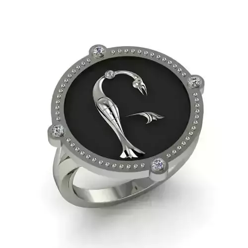 Bird-calligraphy ring B 3D print model