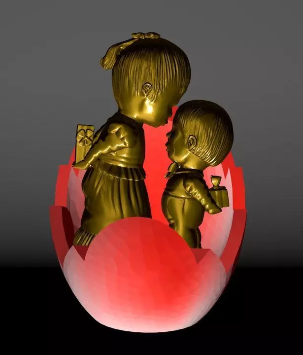 A boy with a girl in the egg 3D print model_0