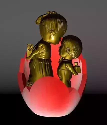 A boy with a girl in the egg 3D print model