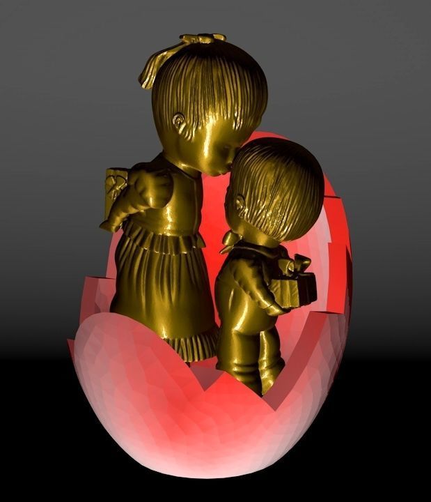 A boy with a girl in the egg 3D print model_1