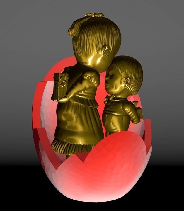 A boy with a girl in the egg 3D print model_2