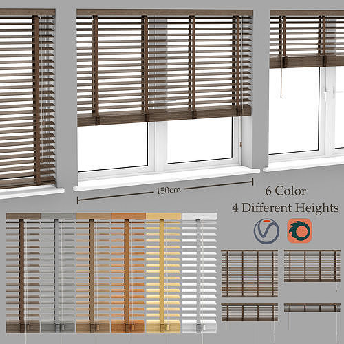 Wood Blinds Venetian version 1 - length 150cm 3D model
