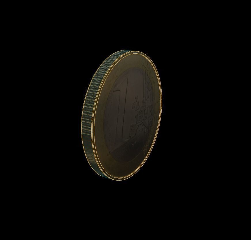 1 Euro Coin - Italy Low-poly 3D model_7