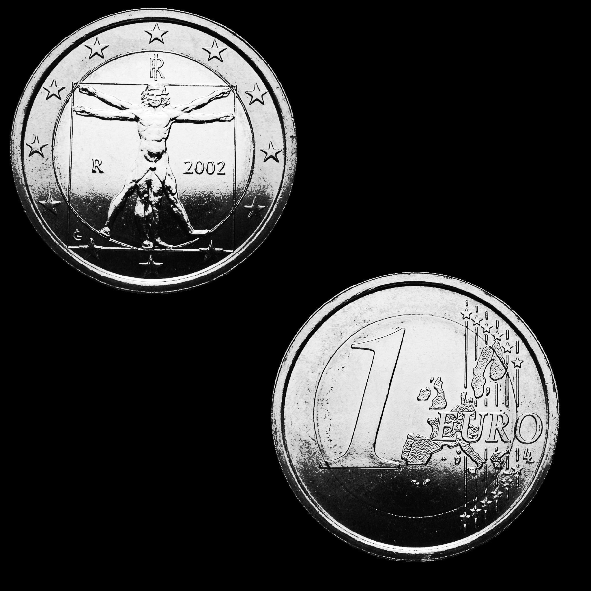 1 Euro Coin - Italy Low-poly 3D model_8