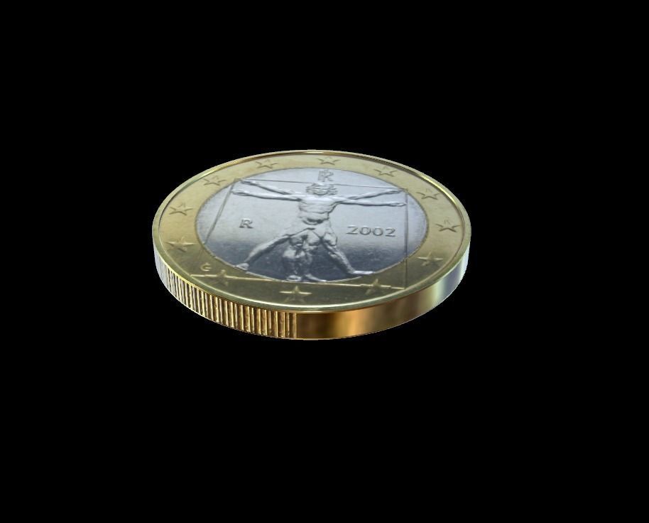 1 Euro Coin - Italy Low-poly 3D model_5