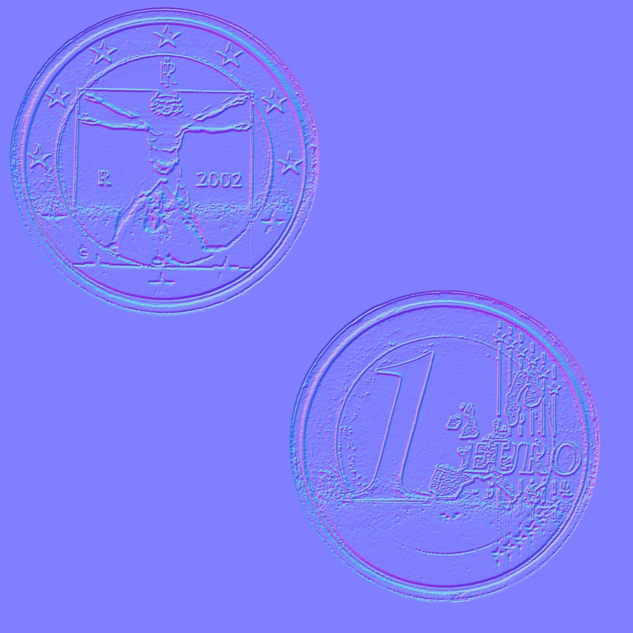 1 Euro Coin - Italy Low-poly 3D model_9