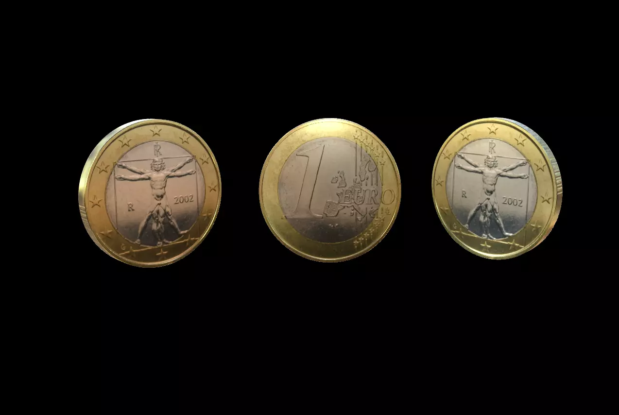 1 Euro Coin - Italy Low-poly 3D model_0