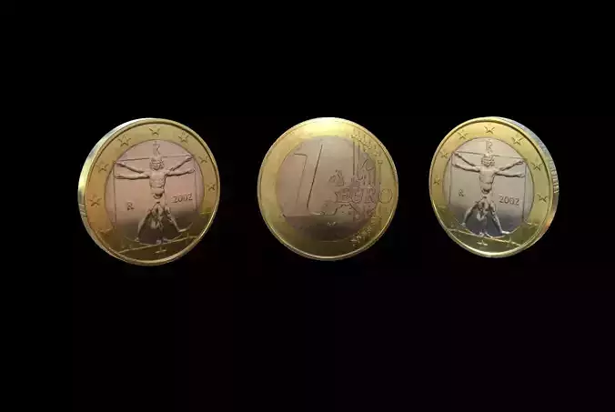1 Euro Coin - Italy Low-poly 3D model