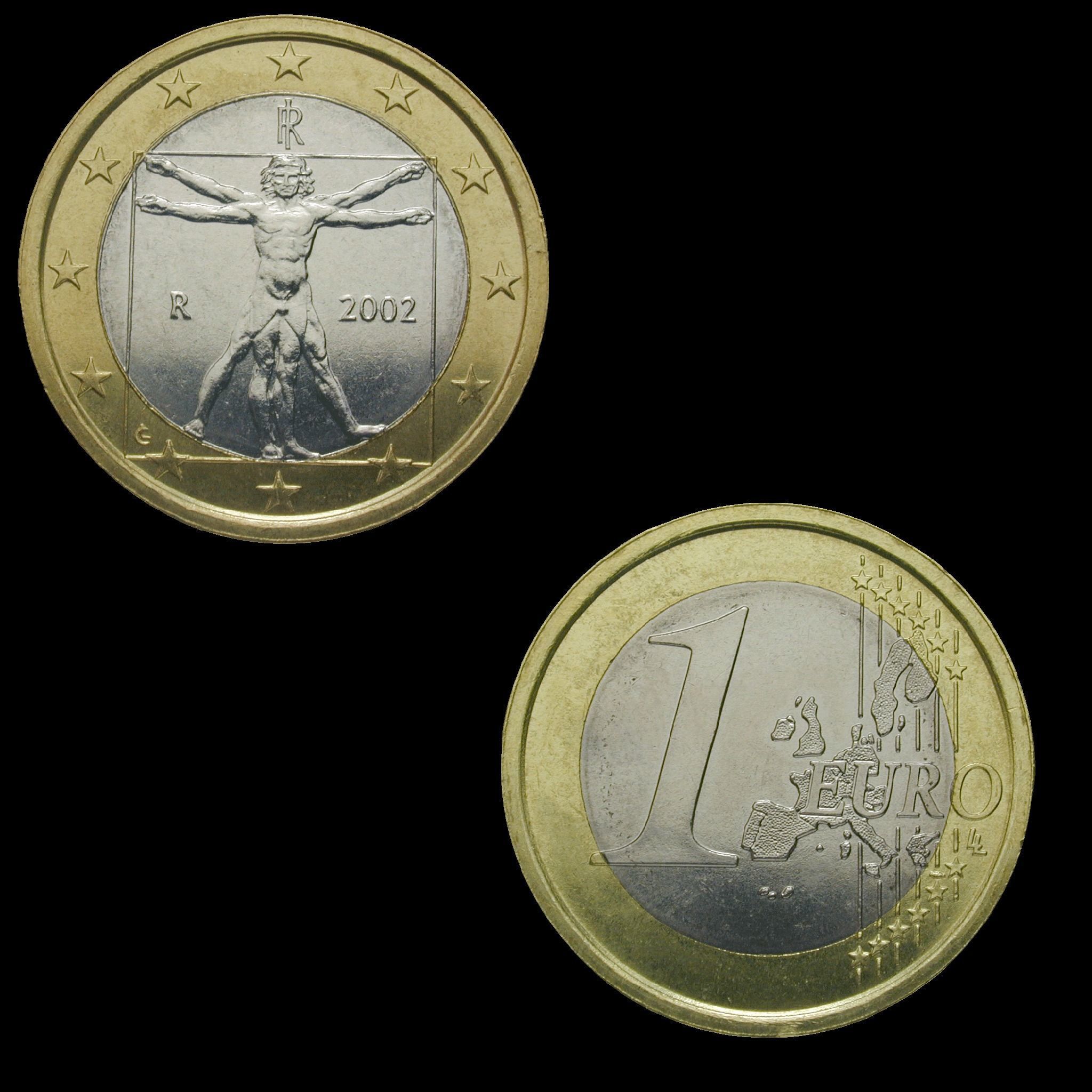 1 Euro Coin - Italy Low-poly 3D model_10