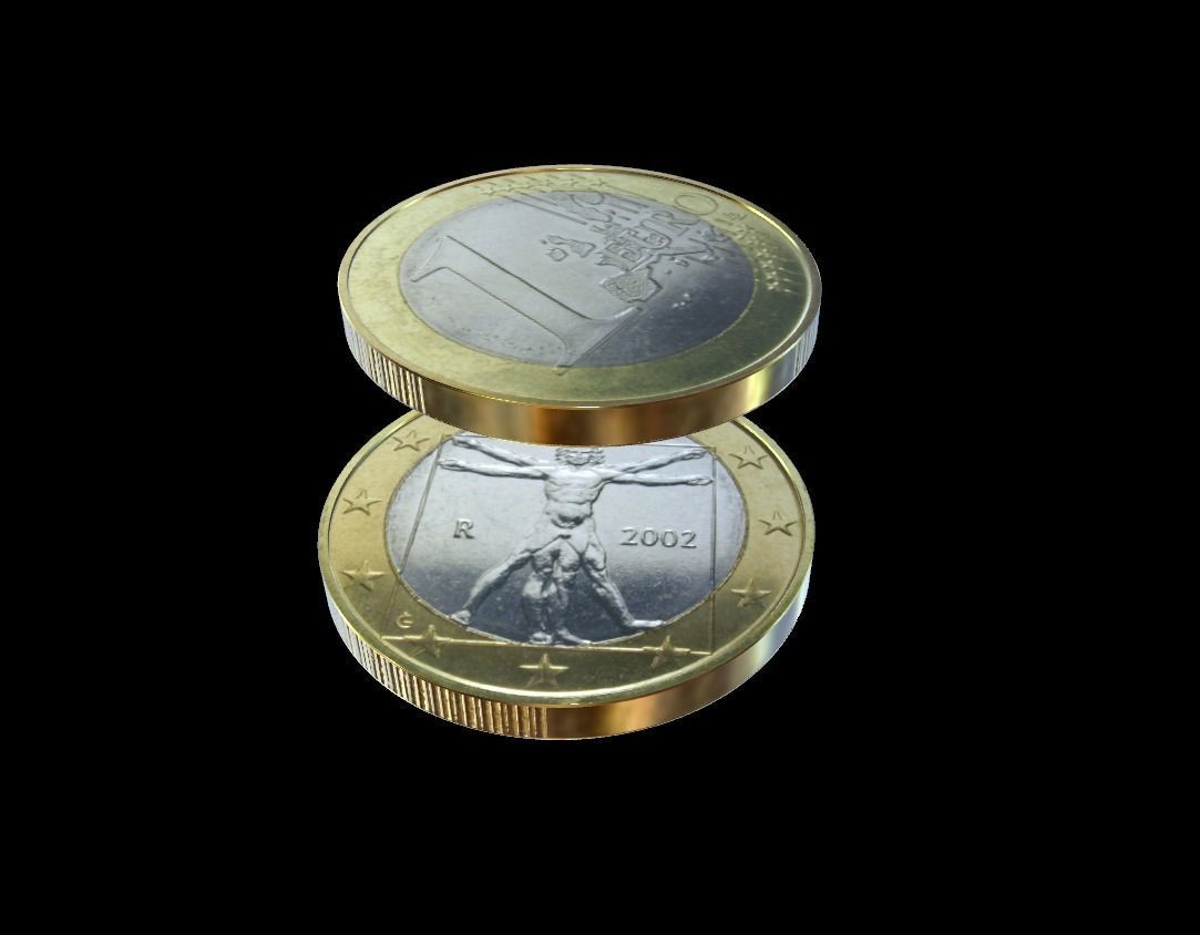 1 Euro Coin - Italy Low-poly 3D model_4