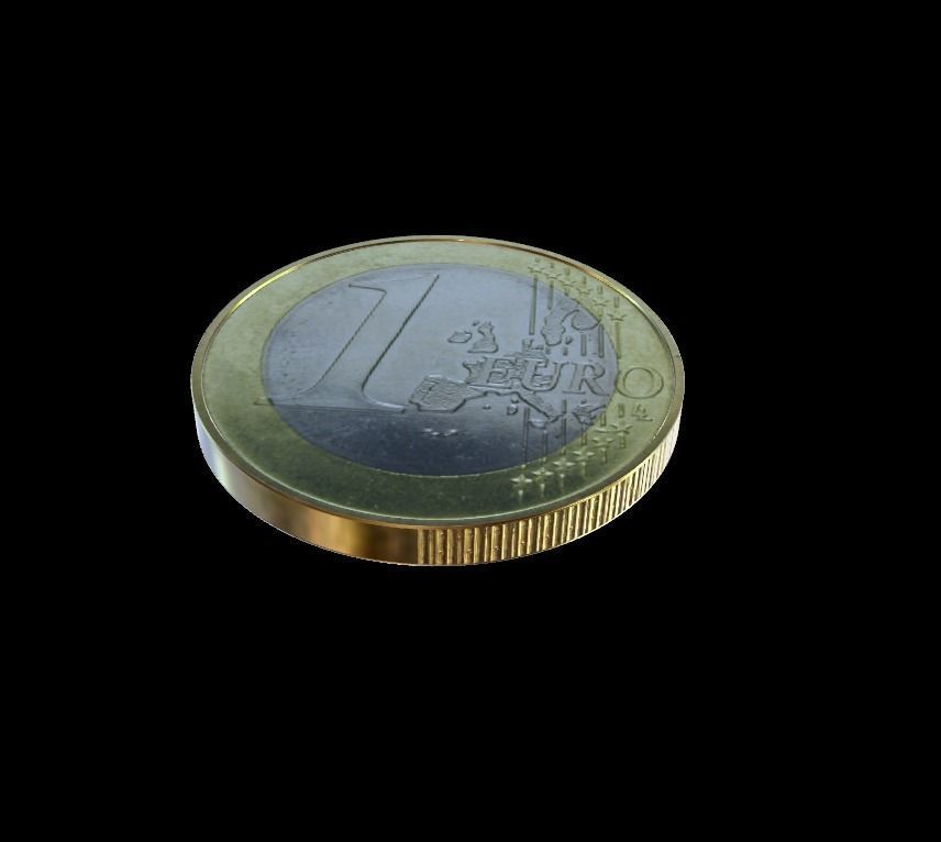 1 Euro Coin - Italy Low-poly 3D model_6