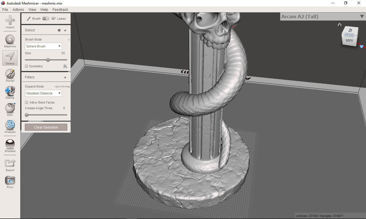 Death statue of cobra with skull on top 3D print model_5