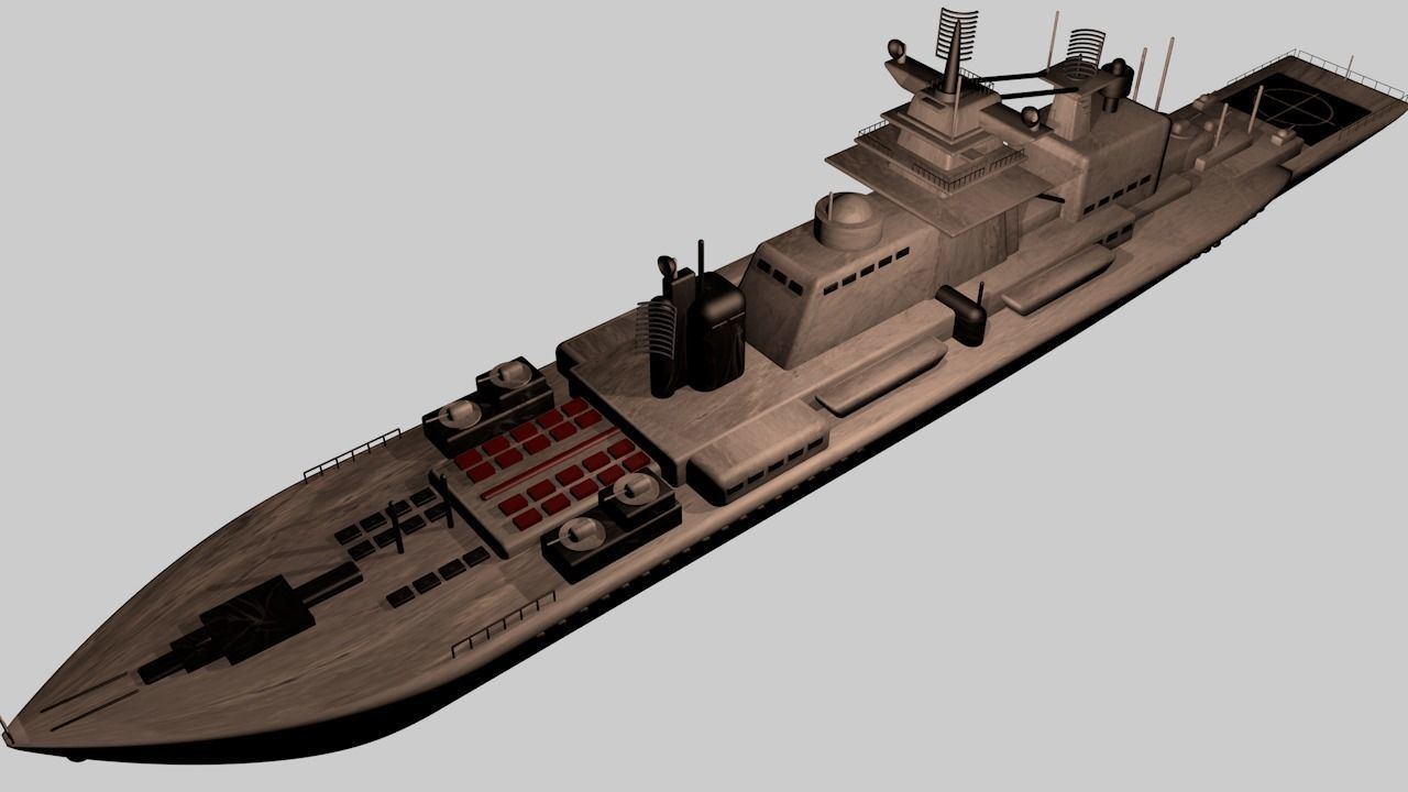  military cruiser 3D model_2