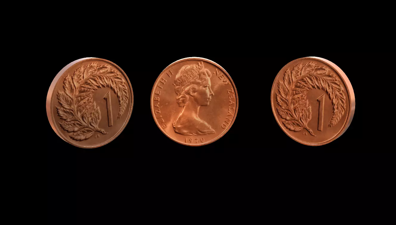 1 Cent NZ Low-poly 3D model