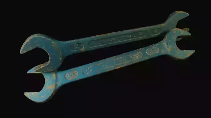 Rusty Steel Wrench from the German Democratic Republic 3D model