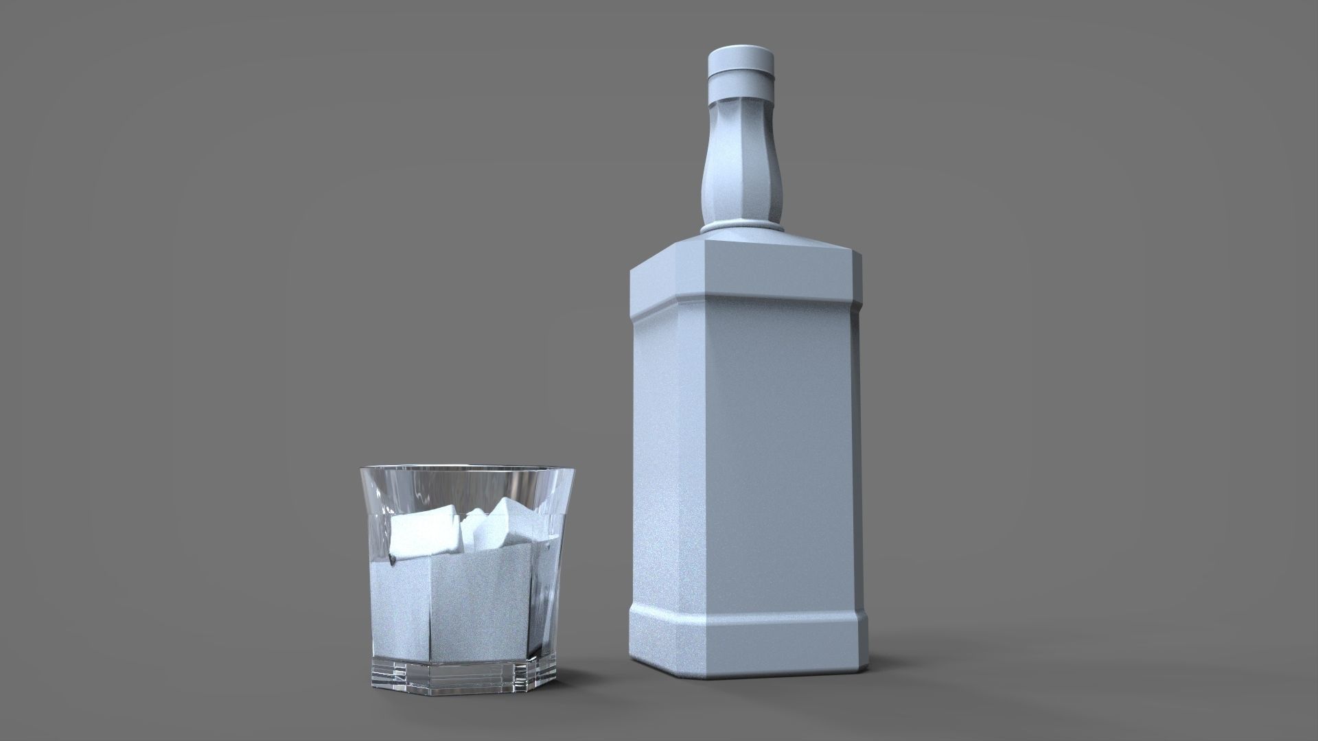 bottle and glass 3D model_1