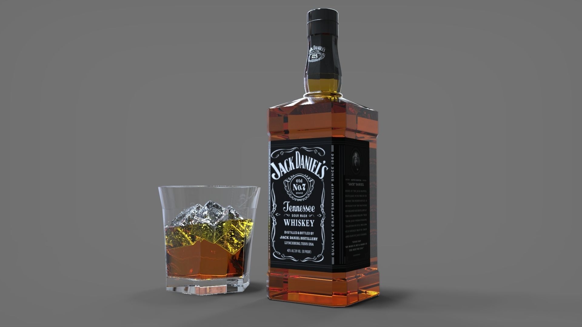 bottle and glass 3D model_3