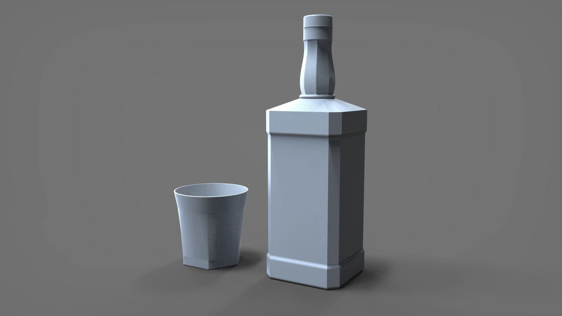 bottle and glass 3D model_2