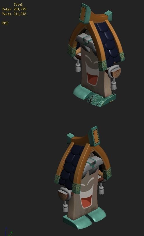 Cartoon version - big mouth card 3D model_4