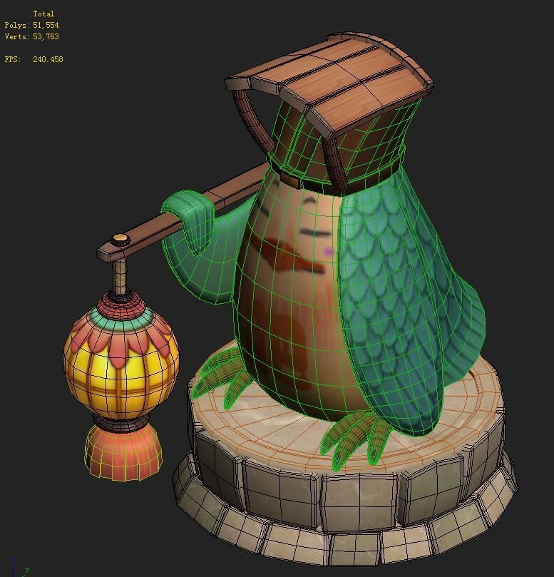 Cartoon version - fat bird light 3D model_3