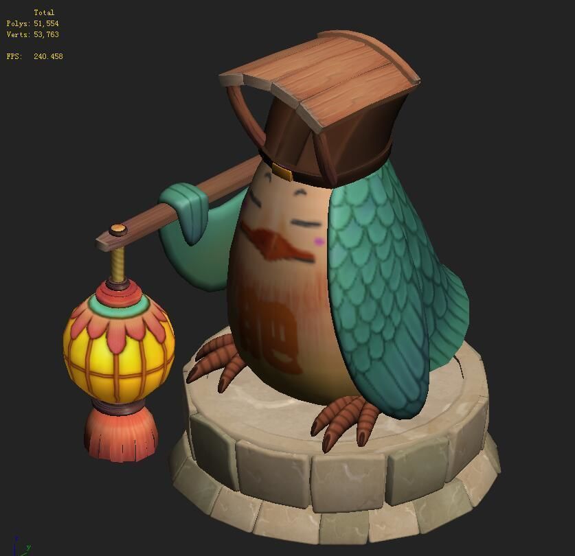 Cartoon version - fat bird light 3D model_2