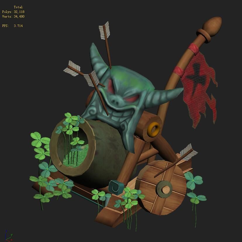 Cartoon version - Wind magic cannon 3D model_4