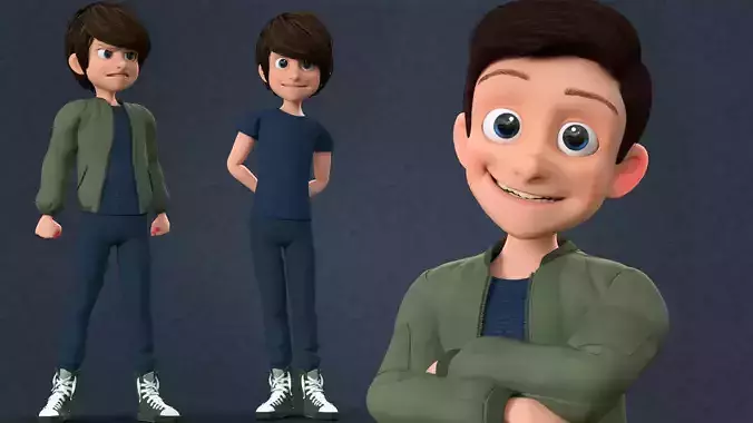 CARTOON TEENAGE BOY - RIGGED Low-poly 3D model