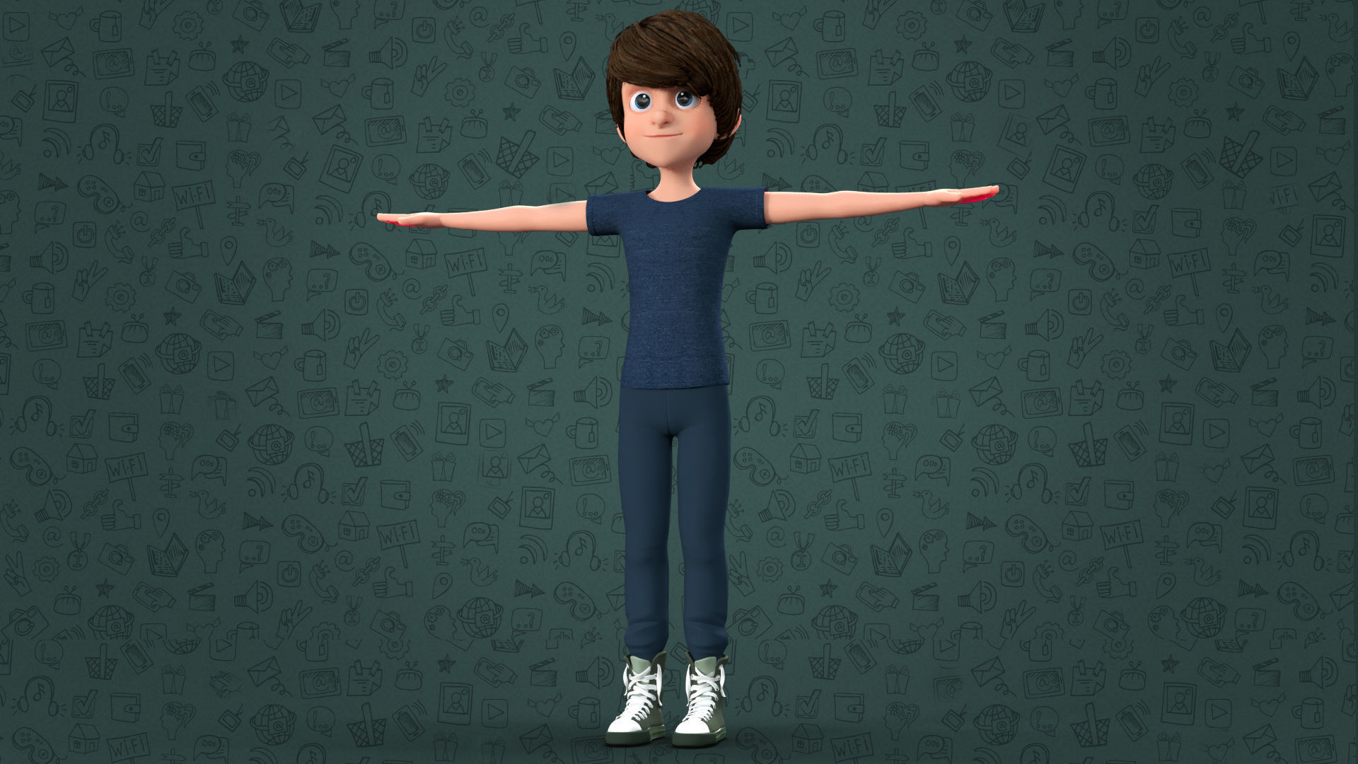 CARTOON TEENAGE BOY - RIGGED Low-poly 3D model_9