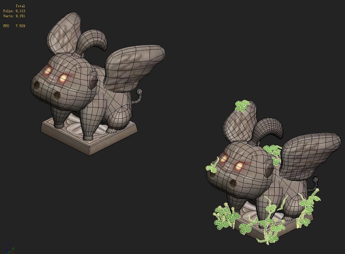 Cartoon version - Fog magic Obediently beast 3D model_5