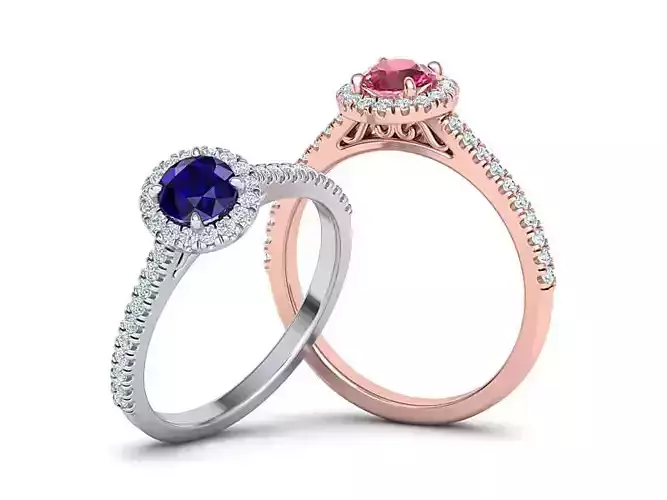 Halo Engagement ring with 5mm main stone printable 3dmodel