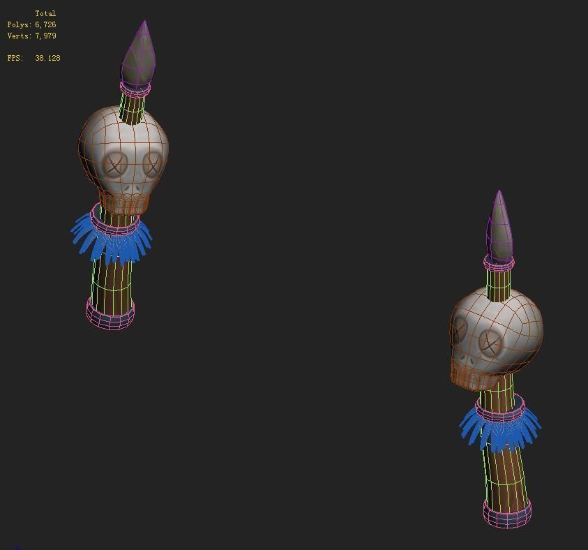 Cartoon version - skeleton stakes 3D model_3