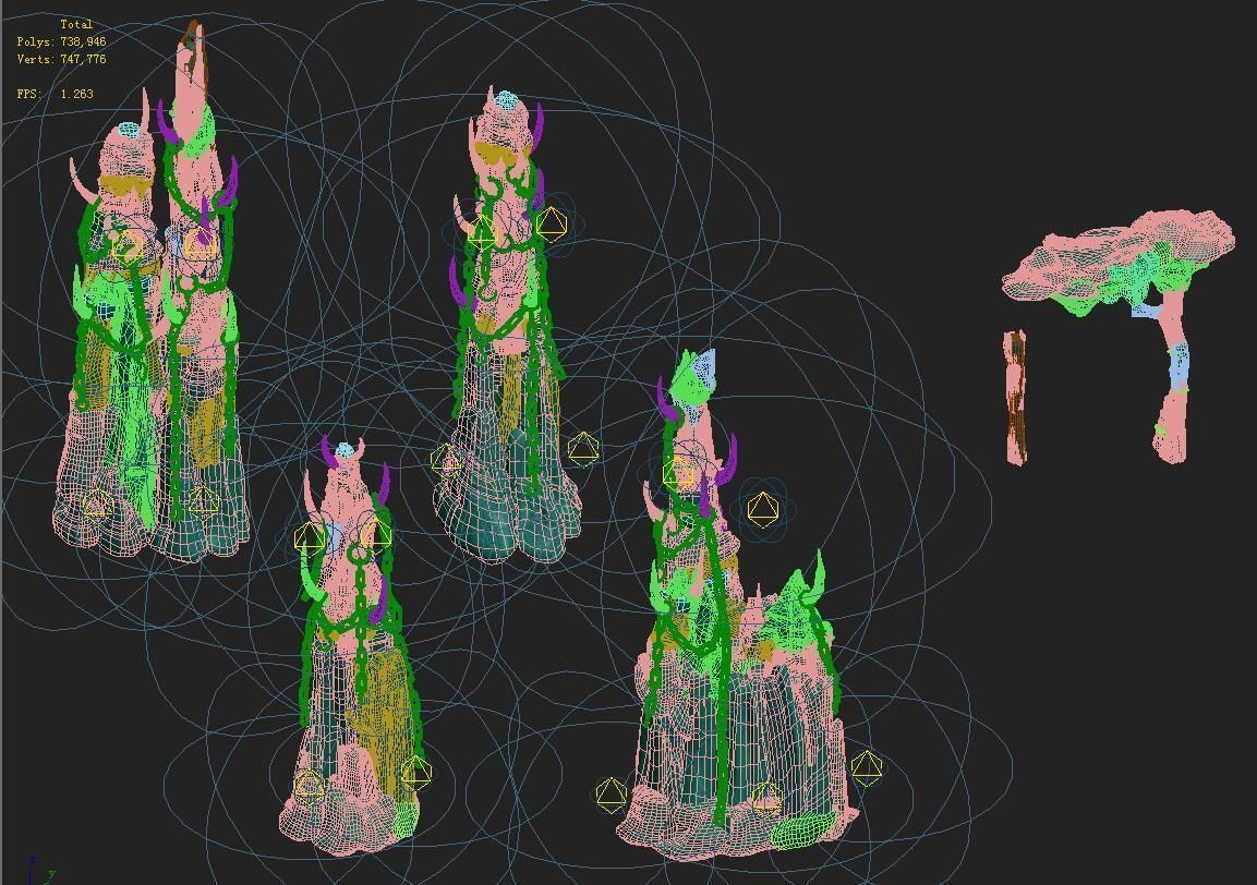 Cartoon hell - wail abyss - pillars 3D model_2