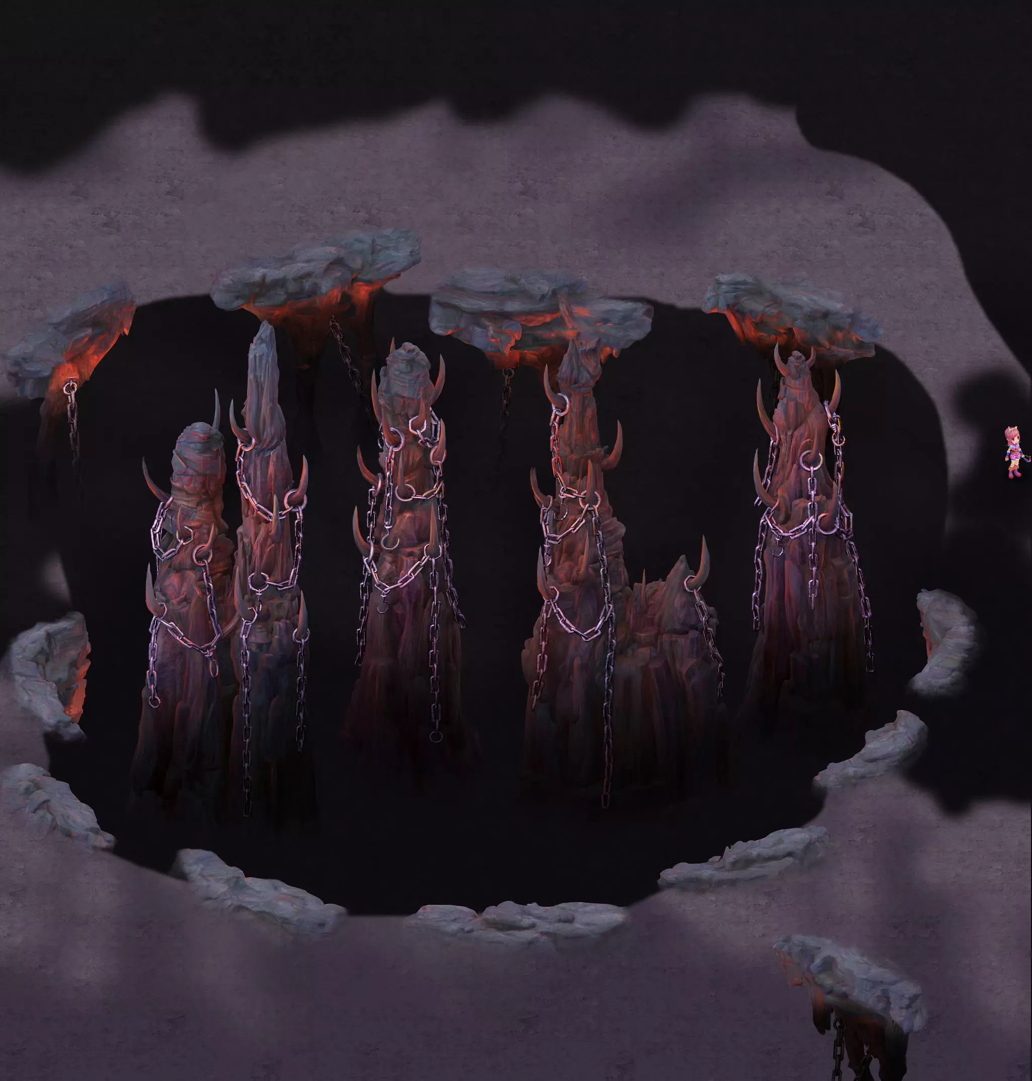 Cartoon hell - wail abyss - pillars 3D model_0
