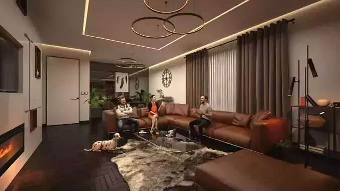 3D Livingroom Scene for SketchUp and V-Ray