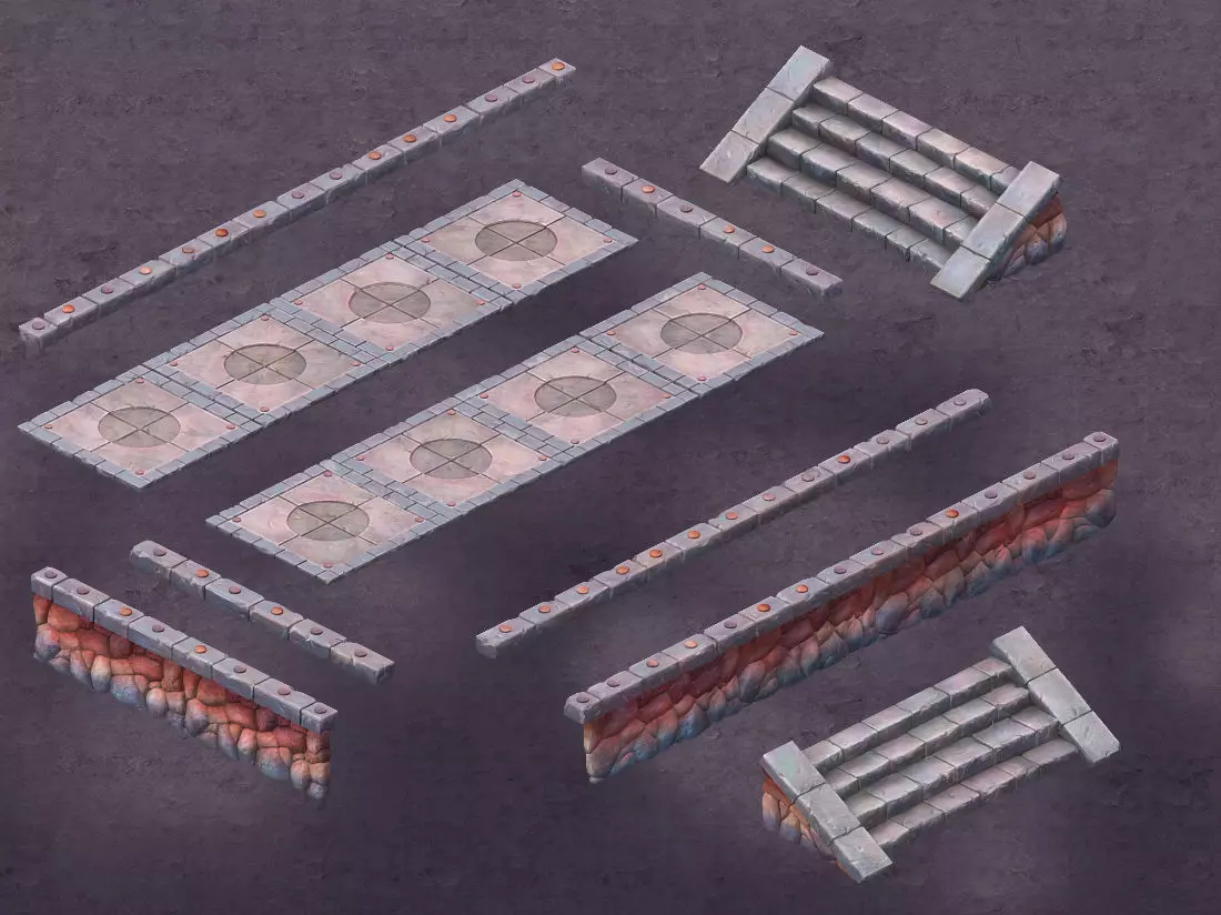 Cartoon hell - to possession stone brick surface 3D model_0