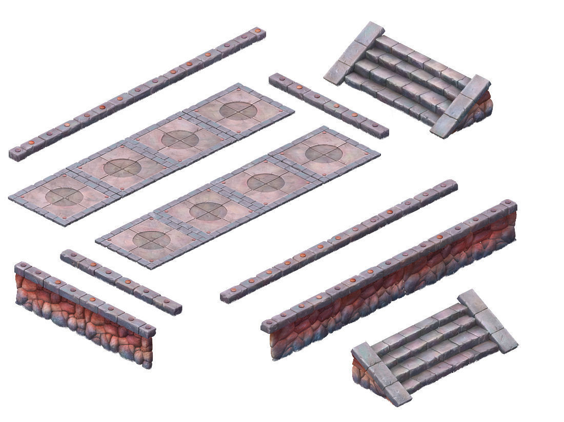 Cartoon hell - to possession stone brick surface 3D model_3