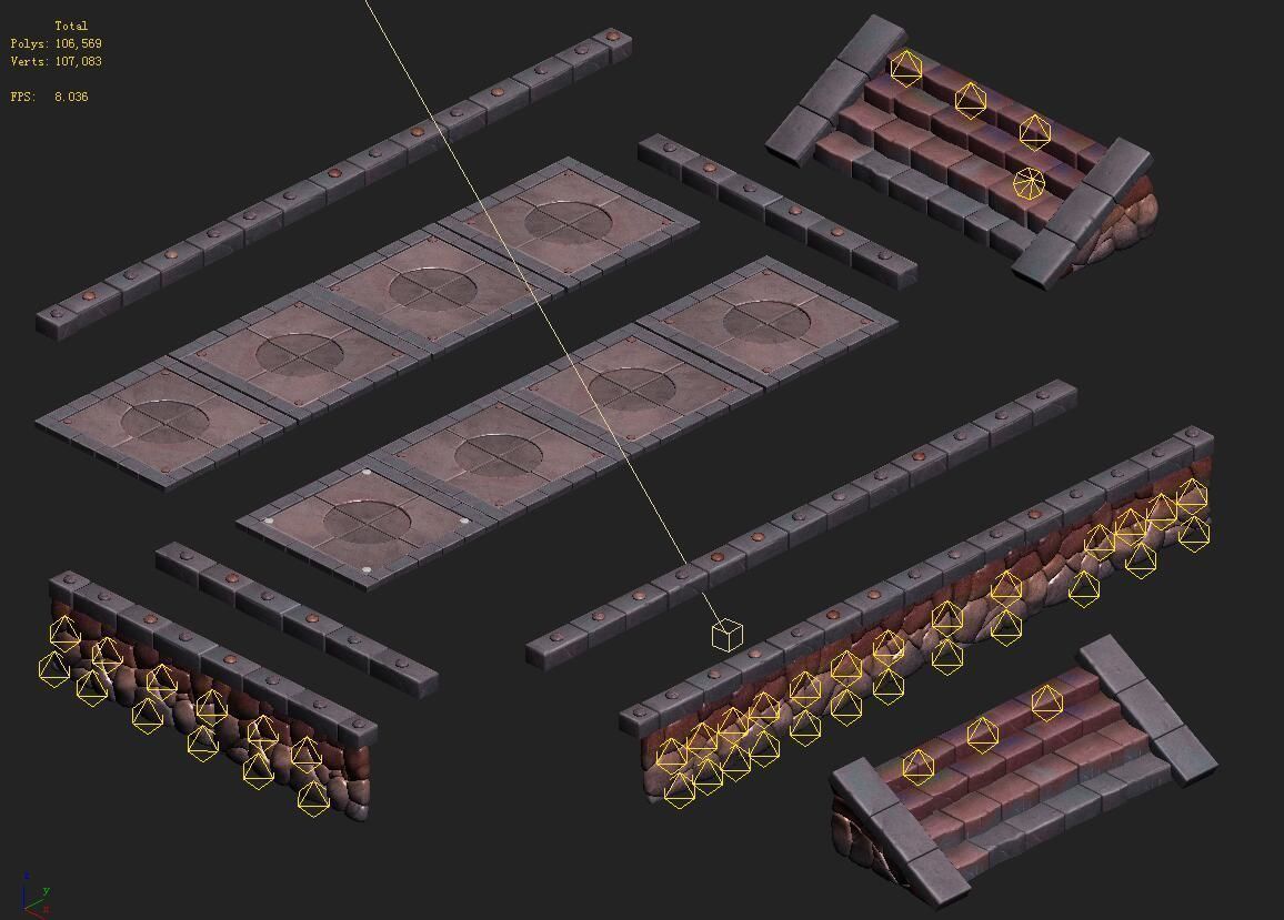 Cartoon hell - to possession stone brick surface 3D model_1