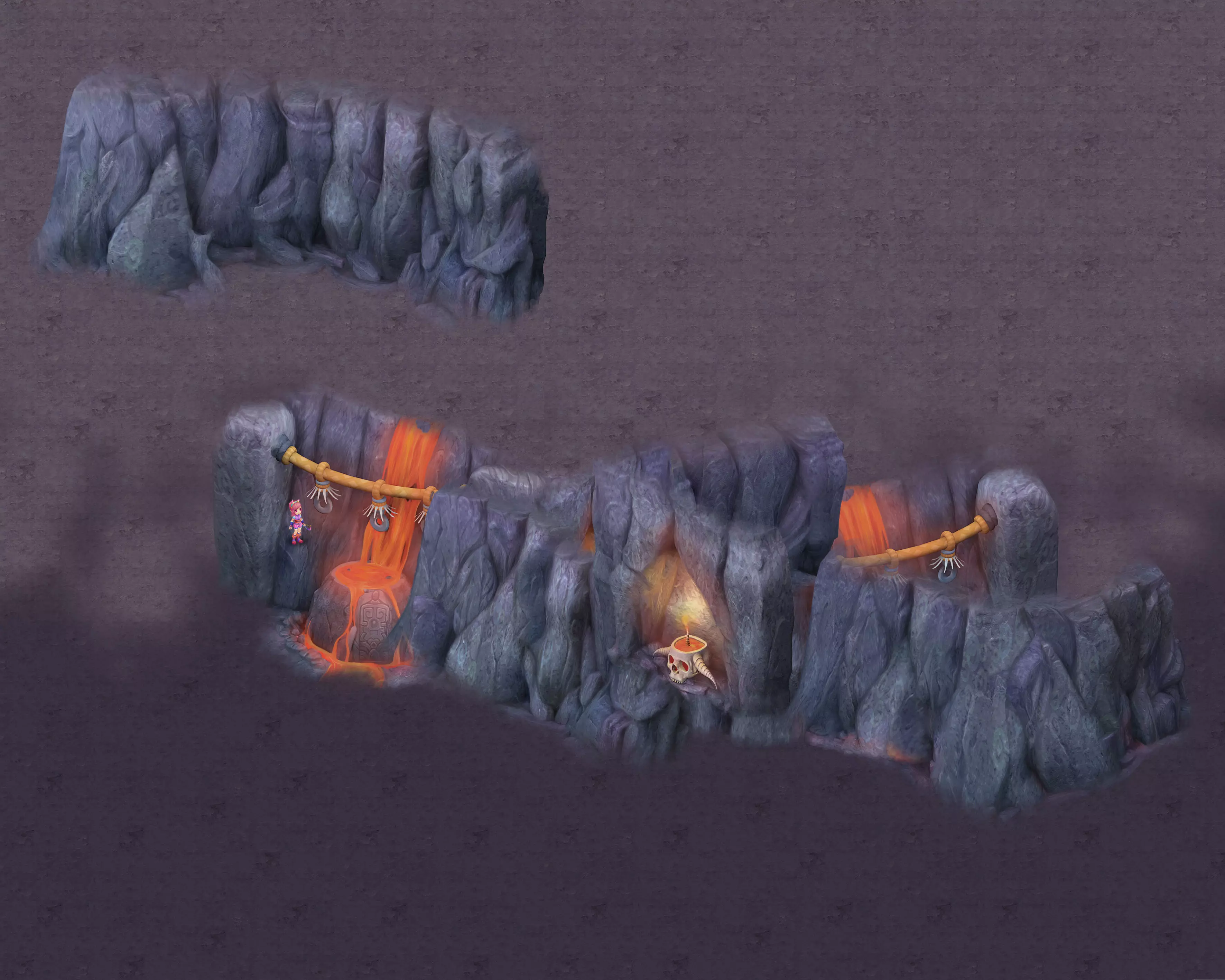 Cartoon hell - hell slander spring cliff 3D model_0