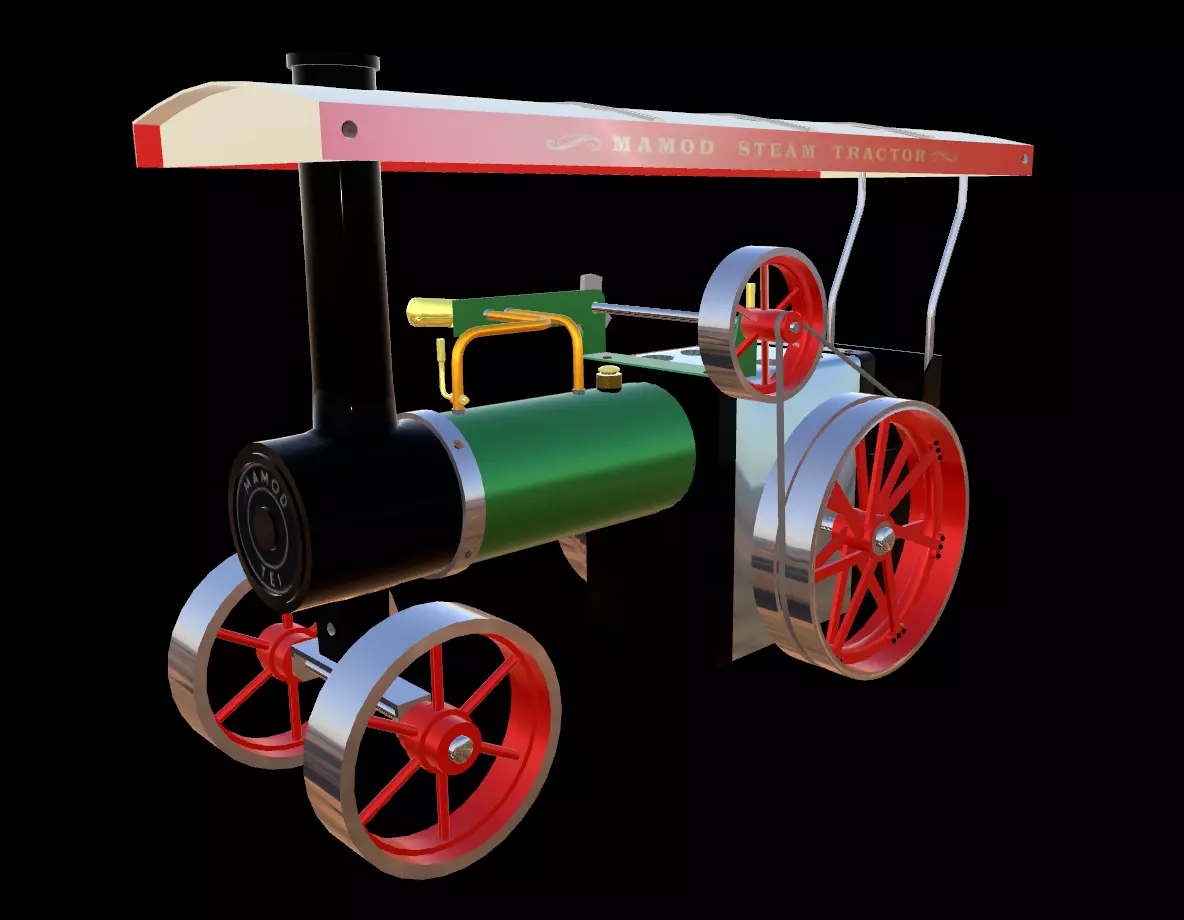 Mamod Steam Tractor Low-poly 3D model_0