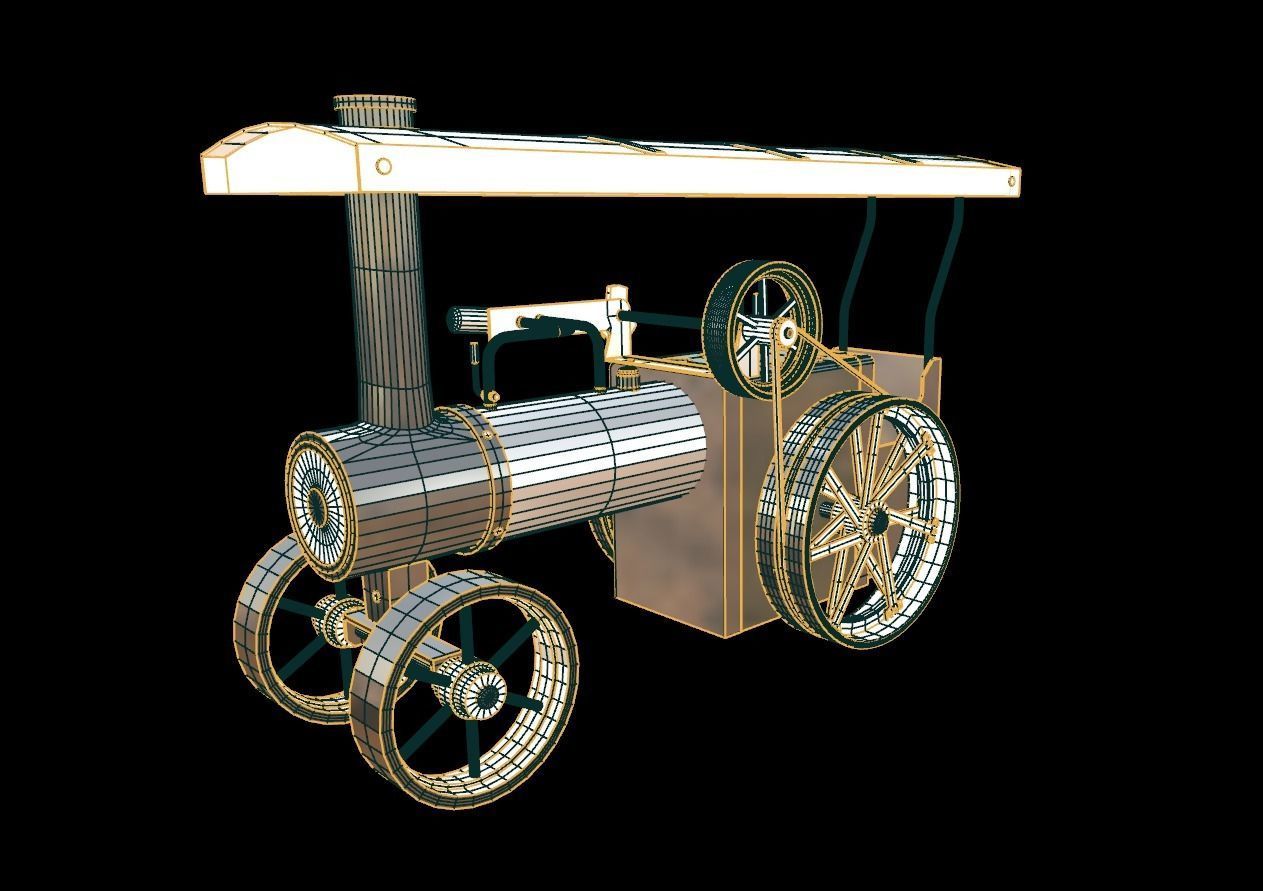 Mamod Steam Tractor Low-poly 3D model_11