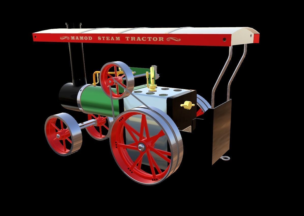Mamod Steam Tractor Low-poly 3D model_3