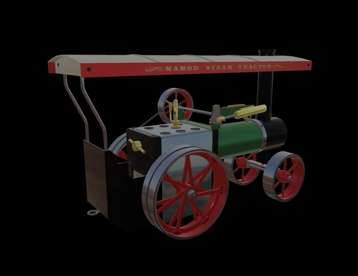 Mamod Steam Tractor Low-poly 3D model_5