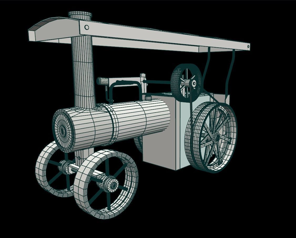 Mamod Steam Tractor Low-poly 3D model_12