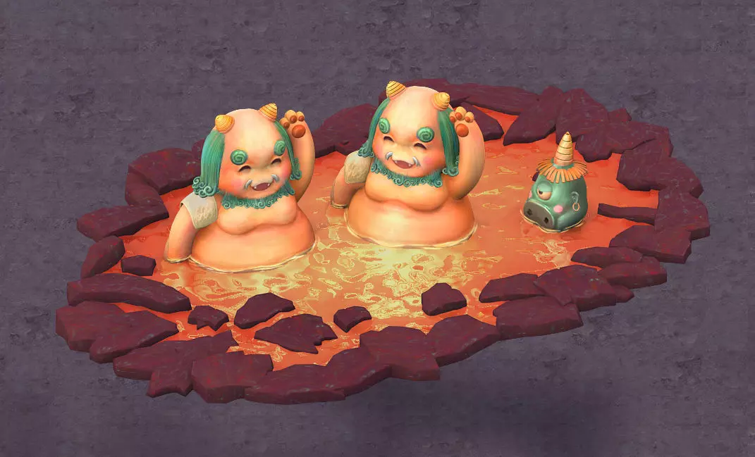 Cartoon hell - bathing ghosts 3D model