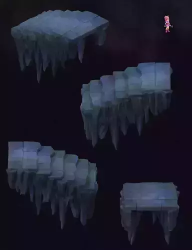 Cartoon hell - mountain ladder false terrain