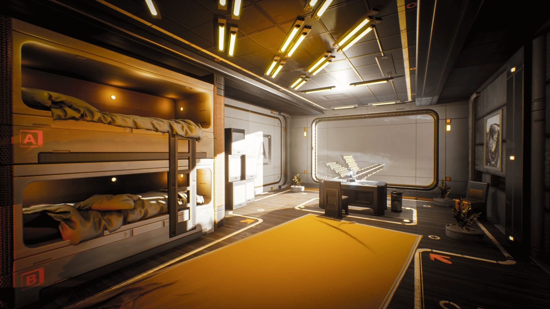 Sci-fi Rooms and Corridors Interior Kit Low-poly 3D model_3